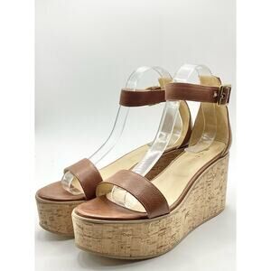 M. Gemi Cognac Tanned Leather Cork Platform Sandal 39 8.5 US